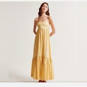 Abercrombie & Fitch Drama Sunny Yellow Bow-Back Taffeta Maxi Dress